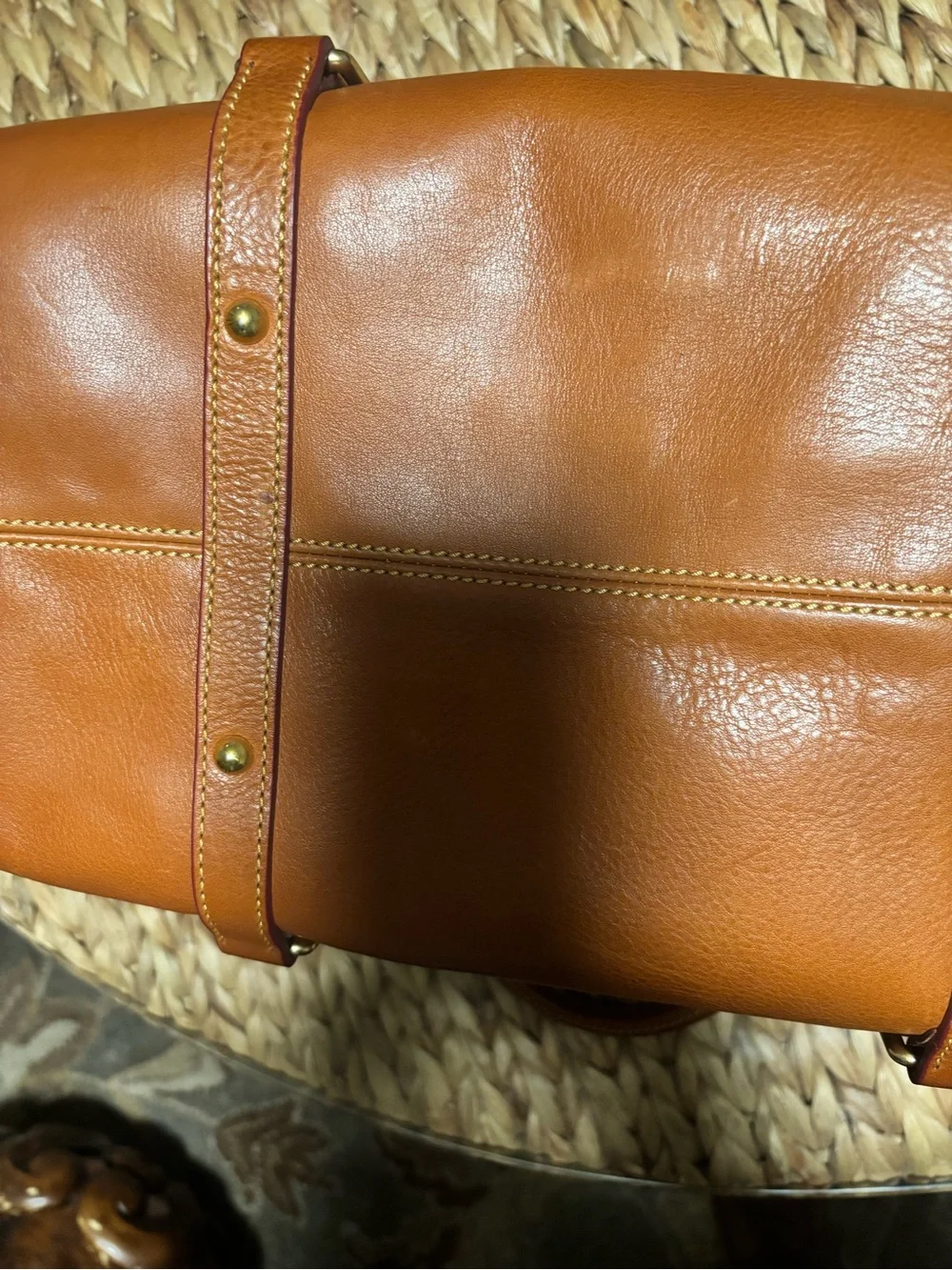Dooney & Bourke  Leather Satchel in the color natural. The old large size.